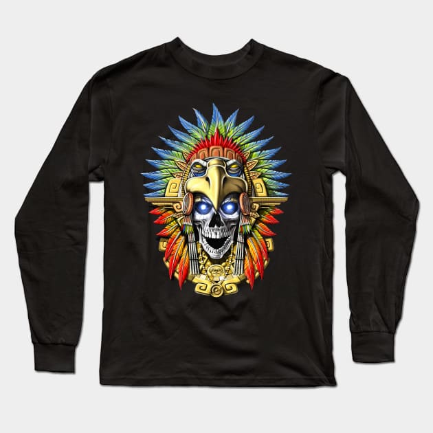 Aztec Eagle Warrior Long Sleeve T-Shirt by underheaven